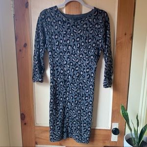 Cheetah Leopard Print Knit Sweater Dress